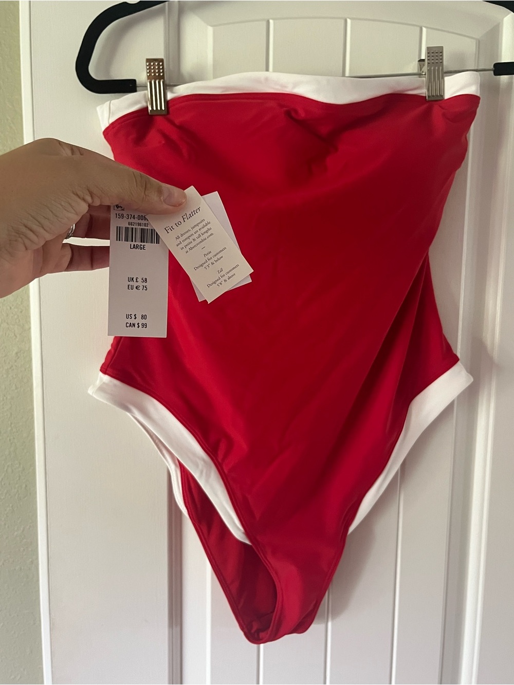 Abercrombie & Fitch Red Strapless One-piece Swimsuit - Size Large